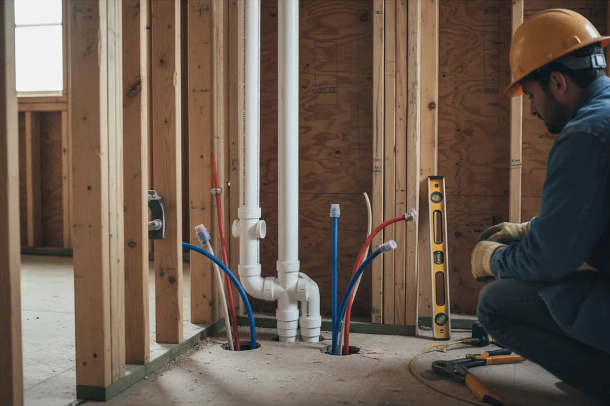 Drain and supply rough-in during Drain Cleaning in Fallston