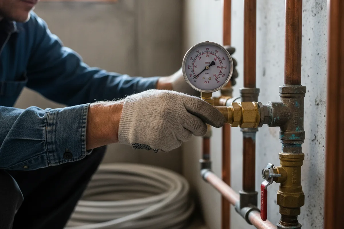 Pressure testing a repaired line during Water Line Repair in Fallston
