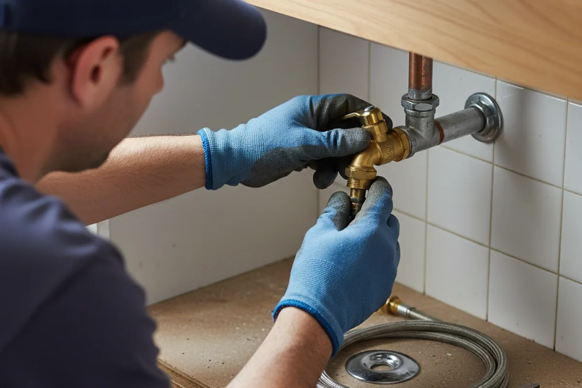 Shutoff valve and fitting work during Burst Pipe Repair in Fallston